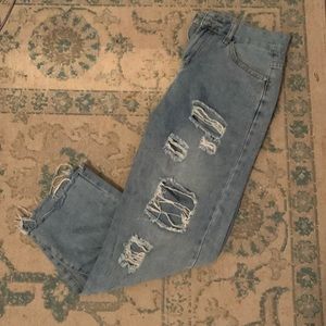 Womens High Waisted ripped jeans